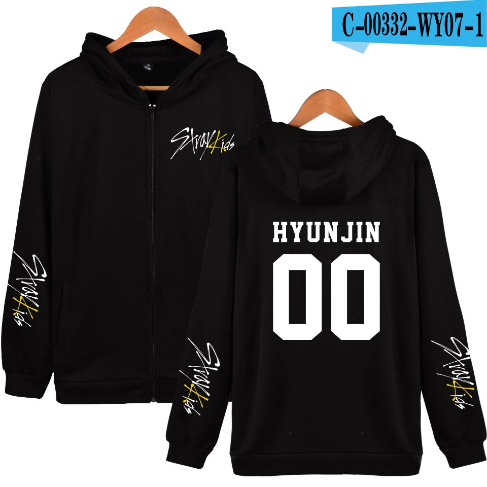 Страй дети Негабаритных Толстовки на молнии женщин/мужчин StrayKids альбом KPOP желтая древесина толстовки молнии Одежда - Цвет: picture color