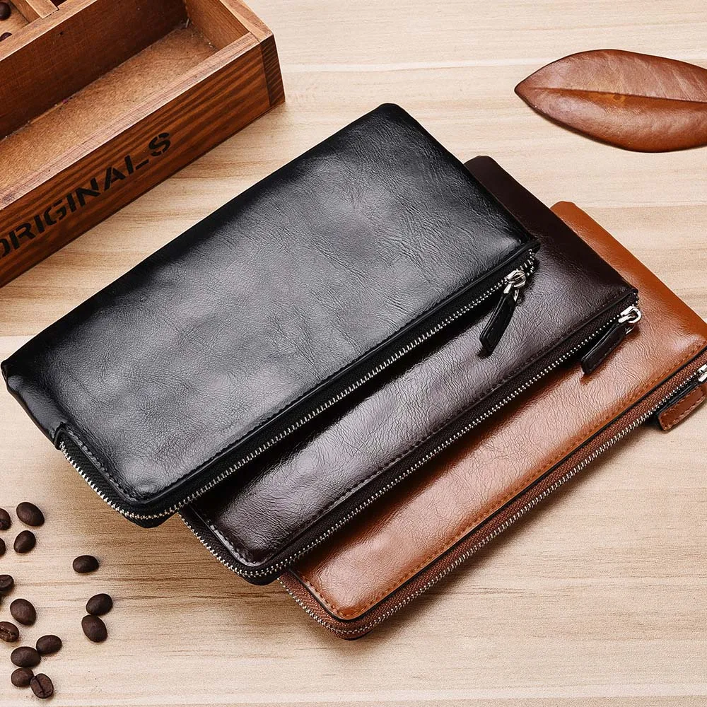 

Quality Zipper Men Brand Luxury flash card Wallets for cellphone Classic Long credit Card invitation id holder Holders Purse