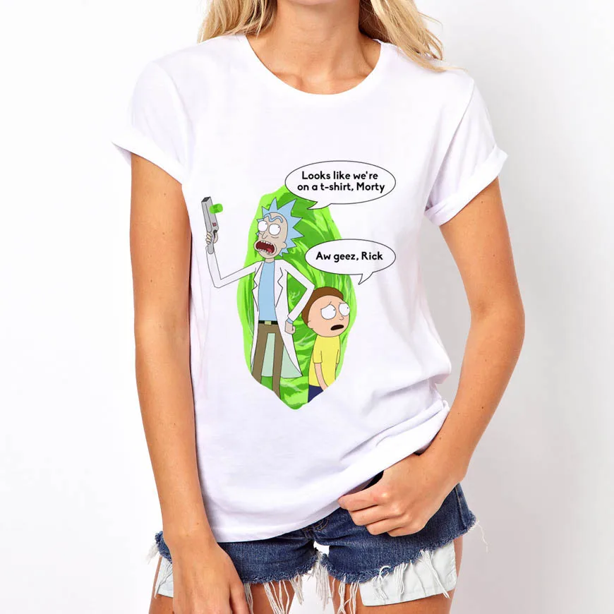 Rick and Morty T Shirt Women Short Sleeve Cute Female Tops Summer Tees For Girl | Женская одежда