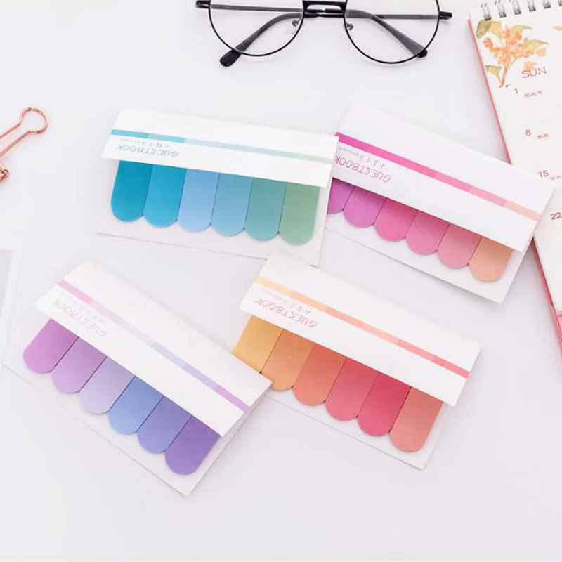 

Creative Six Color Gradient Sticky Notes Memo Pads Learning Message Notepad Stickers NoteBook Office School Supplies Stationery