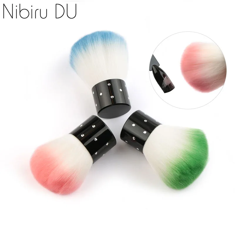 1Pcs Soft Nail Cleaner Brush Mini Stainless steel handle Remove Dust Small Angle Cleaning Brush For Nail Art Care Manicure Tools