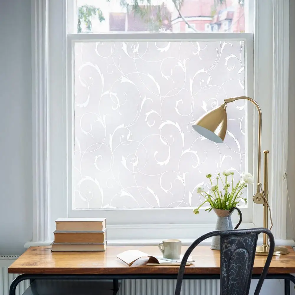 Высокая конфиденциальности Матовый оконная пленка белое вино само клеящаяся