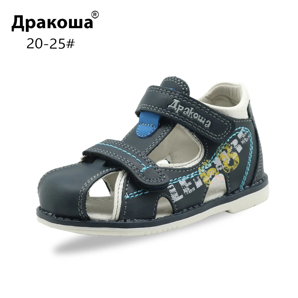 Apakowa/летние пляжные сандалии с закрытым носком для маленьких мальчиков; сандалии-гладиаторы с 2 ремешками; прогулочная пляжная обувь для путешествий
