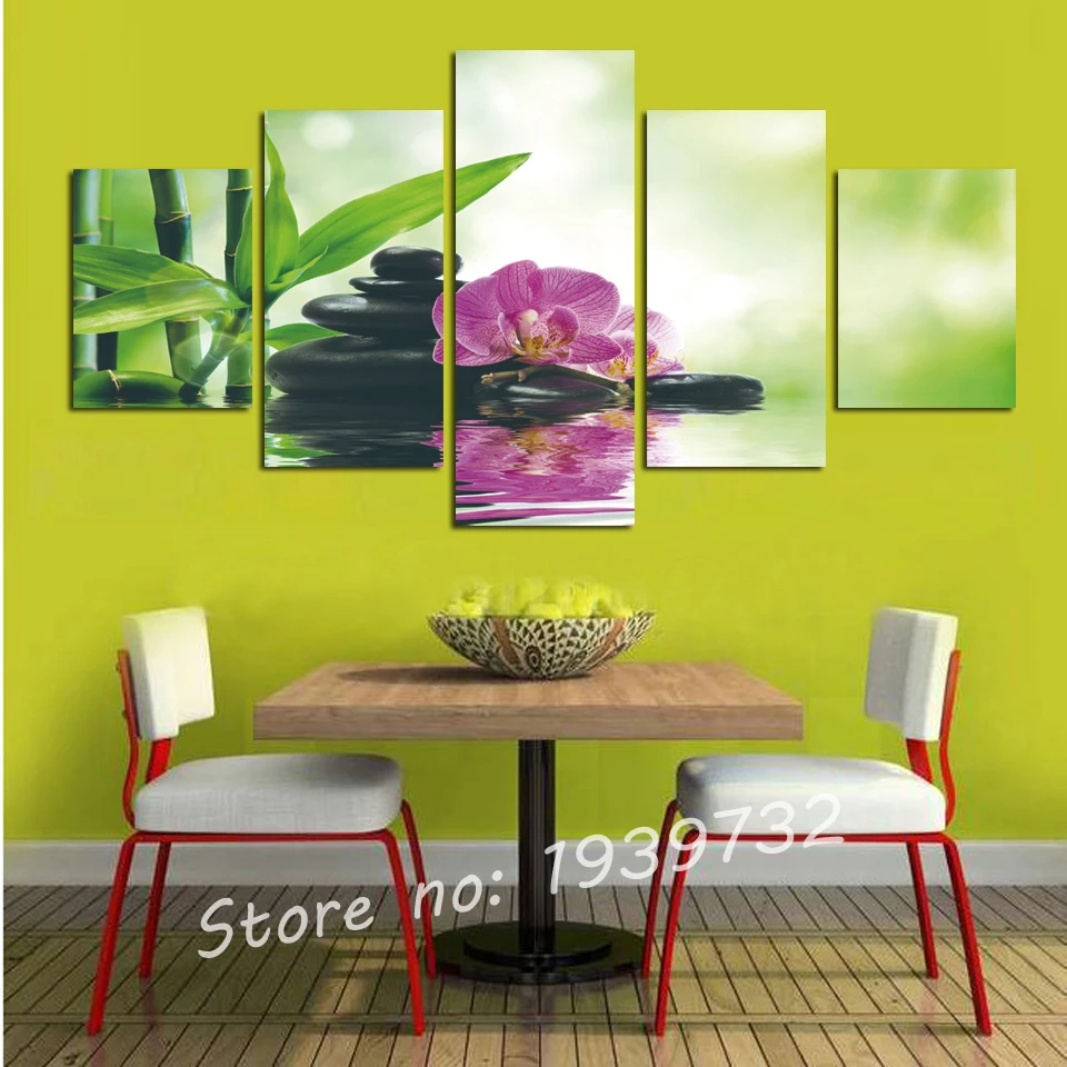5 шт. Принт плакат холщовые розовые орхидеи украшения Картина маслом модульная