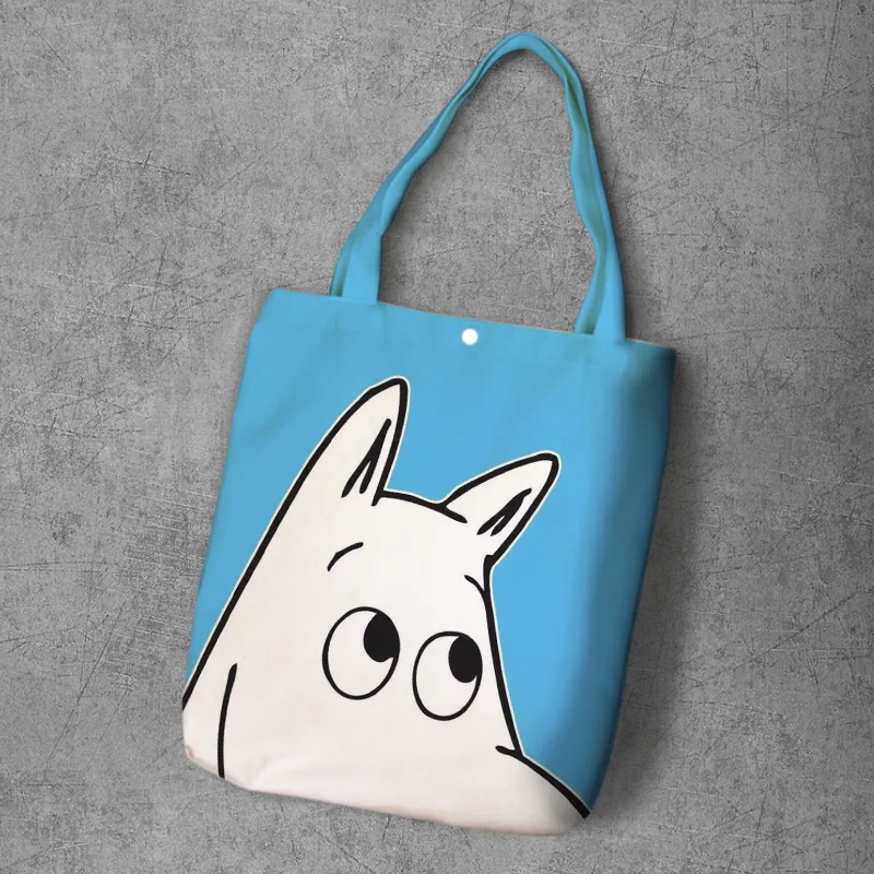 Moomin сумка для покупок милый гиппопотам тонкий маленький мой рюкзак на плечо Студенческая Холщовая Сумка с принтом Сумка-тоут на кнопках Холщовая Сумка