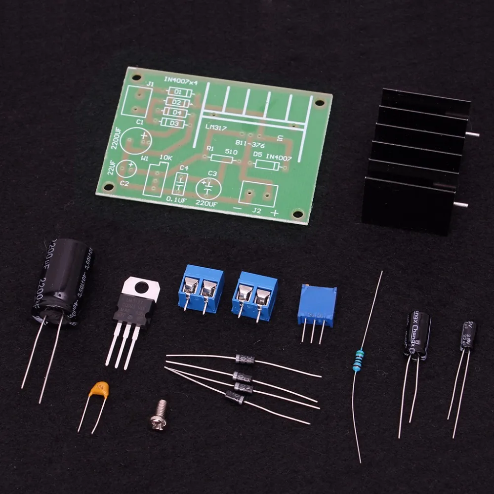 LM317 регулируемый блок питания с выпрямленным входом постоянного тока DIY Kit