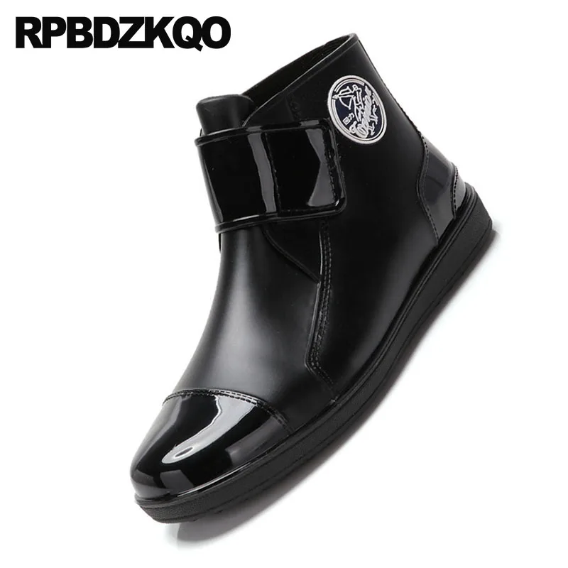Черные Водонепроницаемые ботинки с круглым носком для дождливой погоды