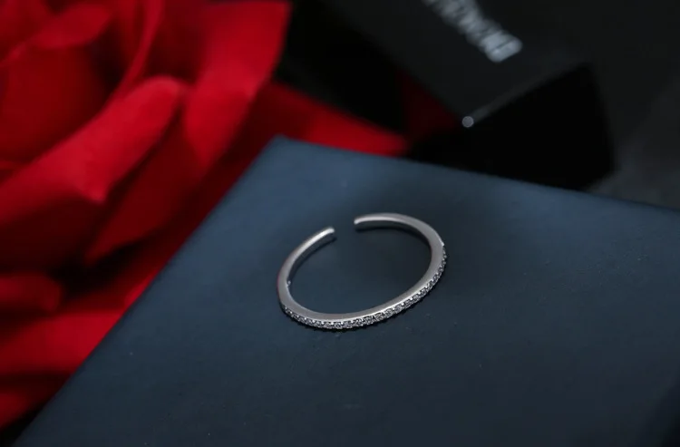 Простое кольцо стразы из серебра 925 пробы с кристаллами для женщин ювелирные