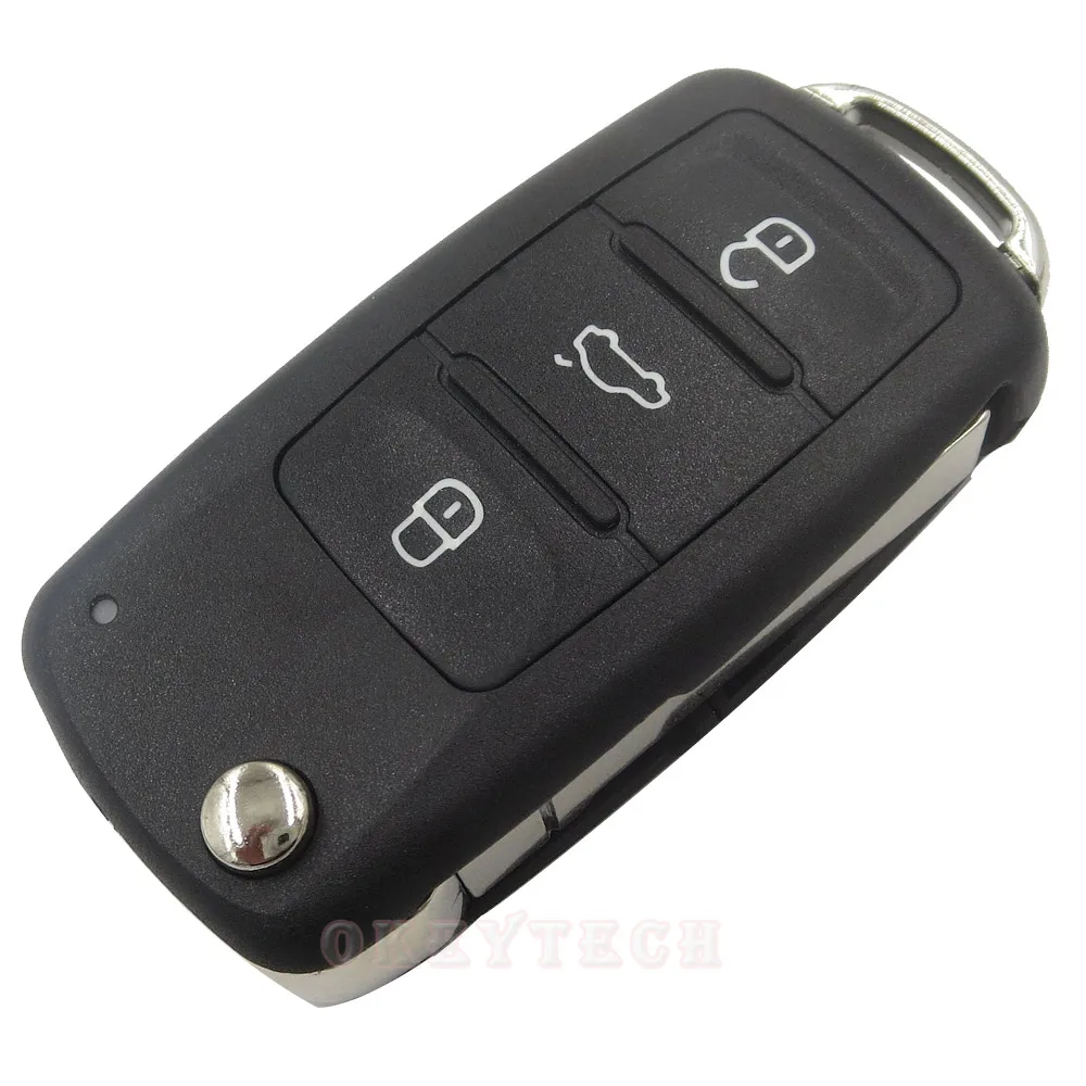OkeyTech 5K0837202AD 3-кнопочный складной дистанционный ключ с чипом ID48 433 МГц для VW Volkswagen