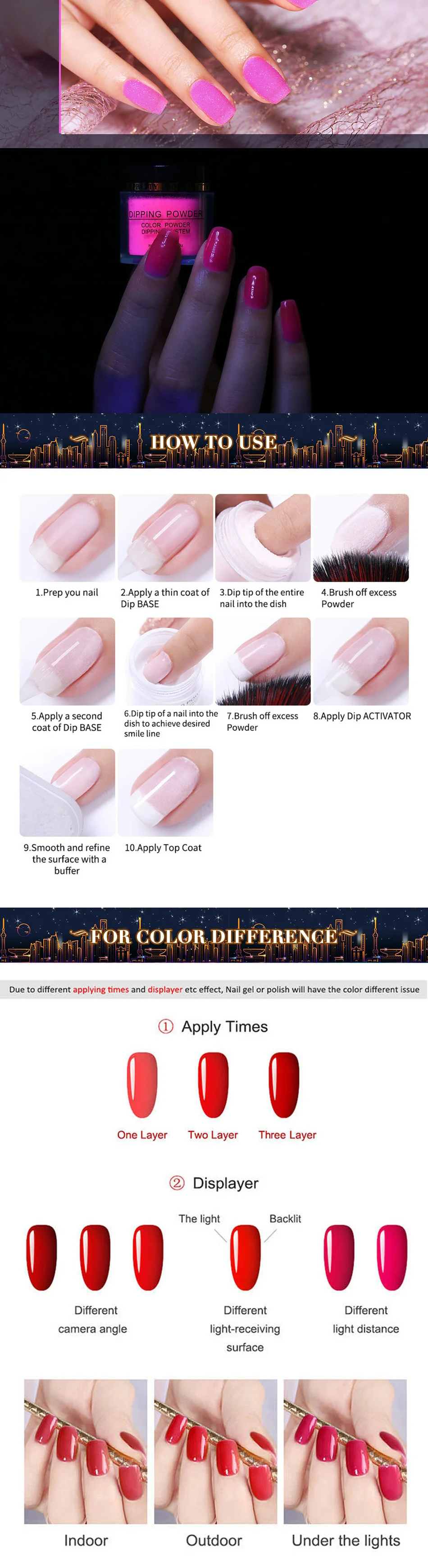 BORN PRETTY флуоресцентный погружающийся порошок для ногтей 10 мл пигментная пыль натуральный сухой без лампы вылеченный Маникюр неоновый дизайн для ногтей украшение