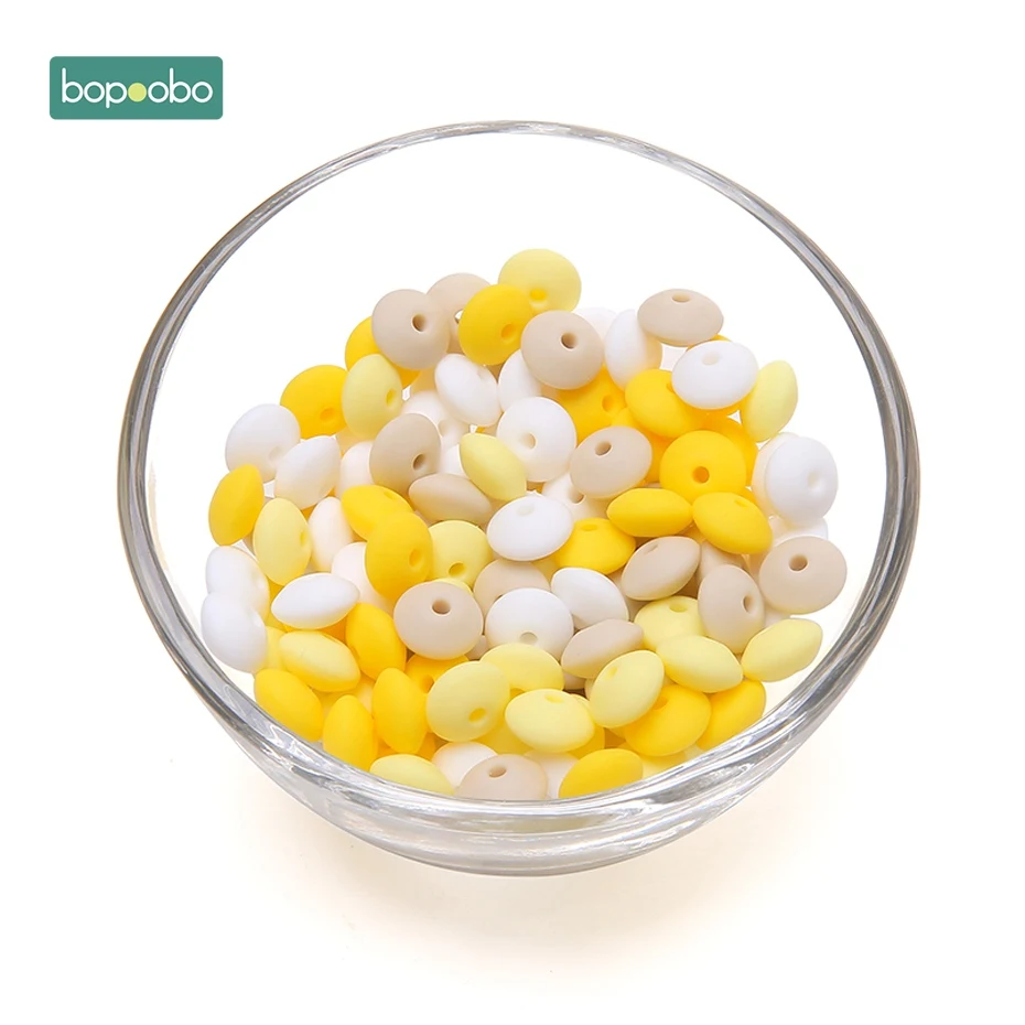 Bopobo, 12 мм, 20 шт., силиконовые бусины, Abacus, чечевица, детский прорезыватель, сенсорные, сделай сам, рукоделие, жевательные, органические бусины, Детские Прорезыватели - Цвет: Yellow Series