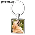 JWEIJIAO брелок для ключей с изображением золотистого ретривера, милого померанского, пуделя, собаки, кольцо для ключей с родиевымантичным бронзовым покрытием на заказ FQ09