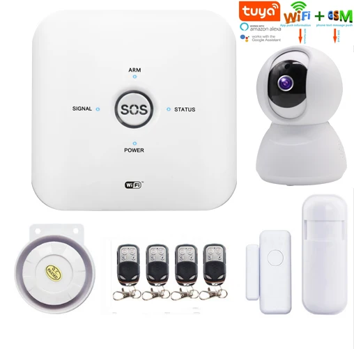 10GDF-10 Домашняя Wi-Fi сигнализация smartyaba, приложение s Tuya, ip-камера, наборы, смарт-жилые Alarmas для Amazon Alexa, GSM, умная система безопасности - Цвет: 10GDF-10