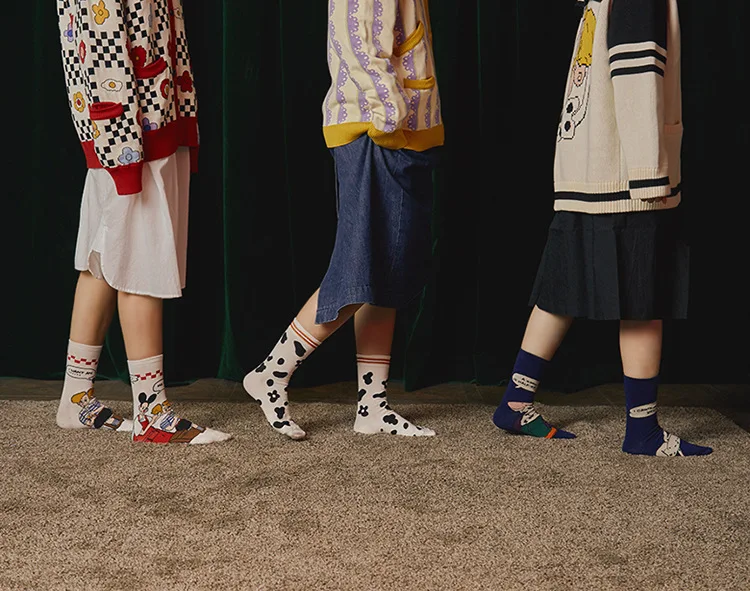 6 Pairs A Lot Harajuku Playful Pattern Women Cute Socks Cotton Cartoon Letters Striped Sock For Men