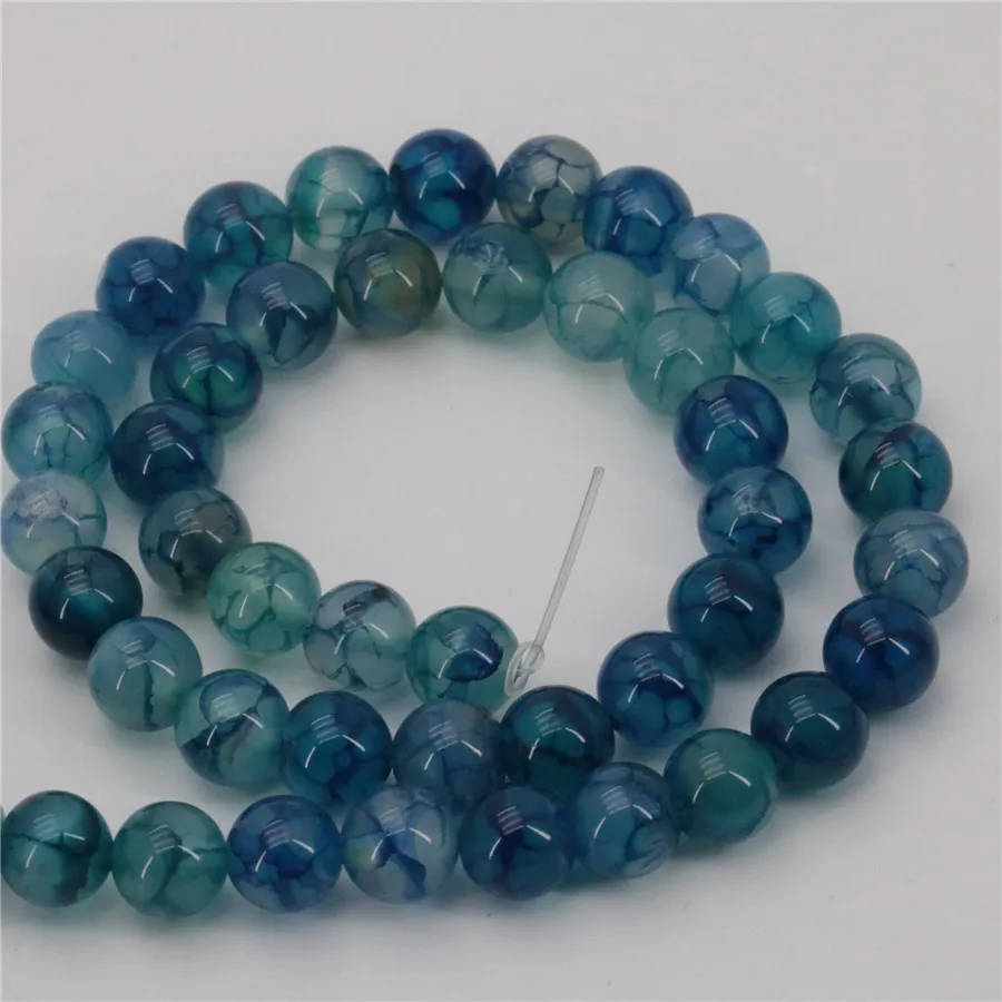 New 8mm Natural Blue Agates Onyx DIY Round Loose Beads Stone Accessories Woman Girl Gift Jewelry Making Design Wholesale Prices | Украшения