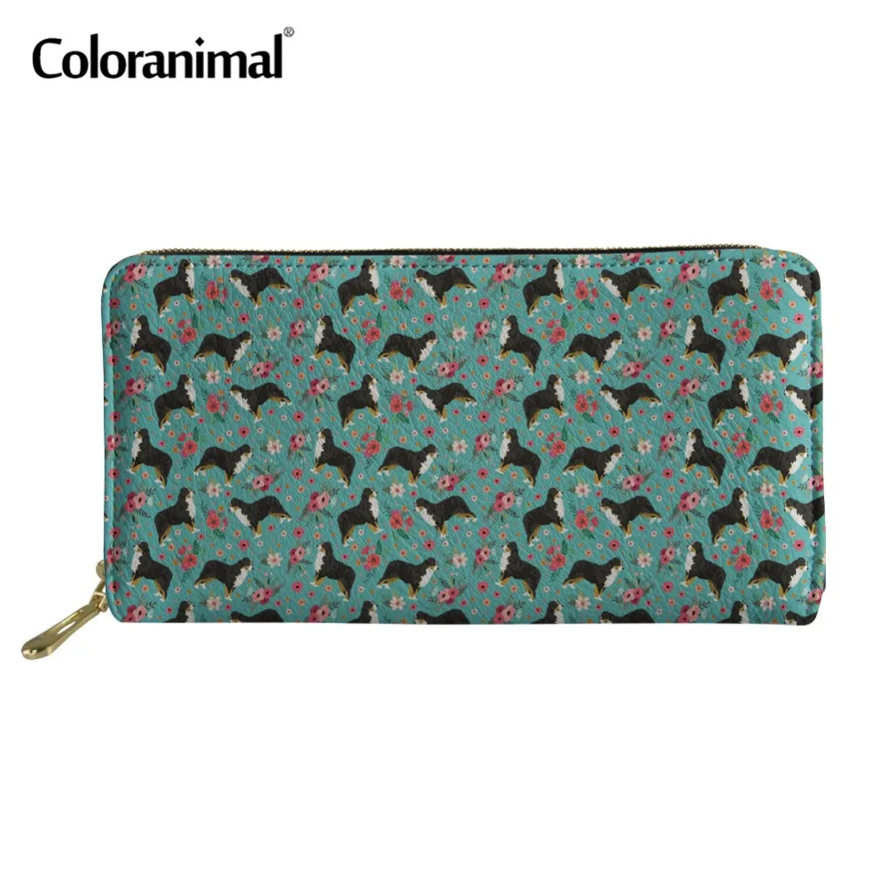 Coloranimal кошелек на застежке-молнии; великолепный дизайн Сумочка для телефона, монет клатч Бернская горная собака Цветочный принт держатель для карт сумка