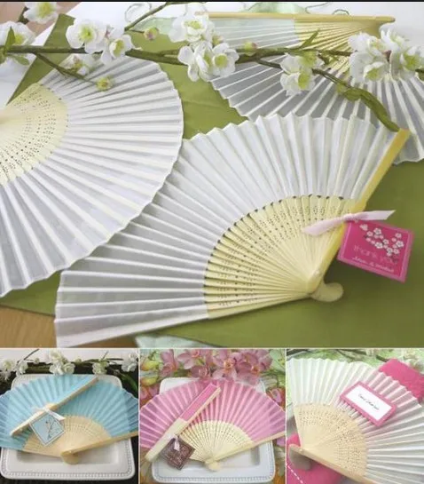 40 шт./лот Обычная сплошной цвет Шелковый Бамбук Вентилятор складывая руки