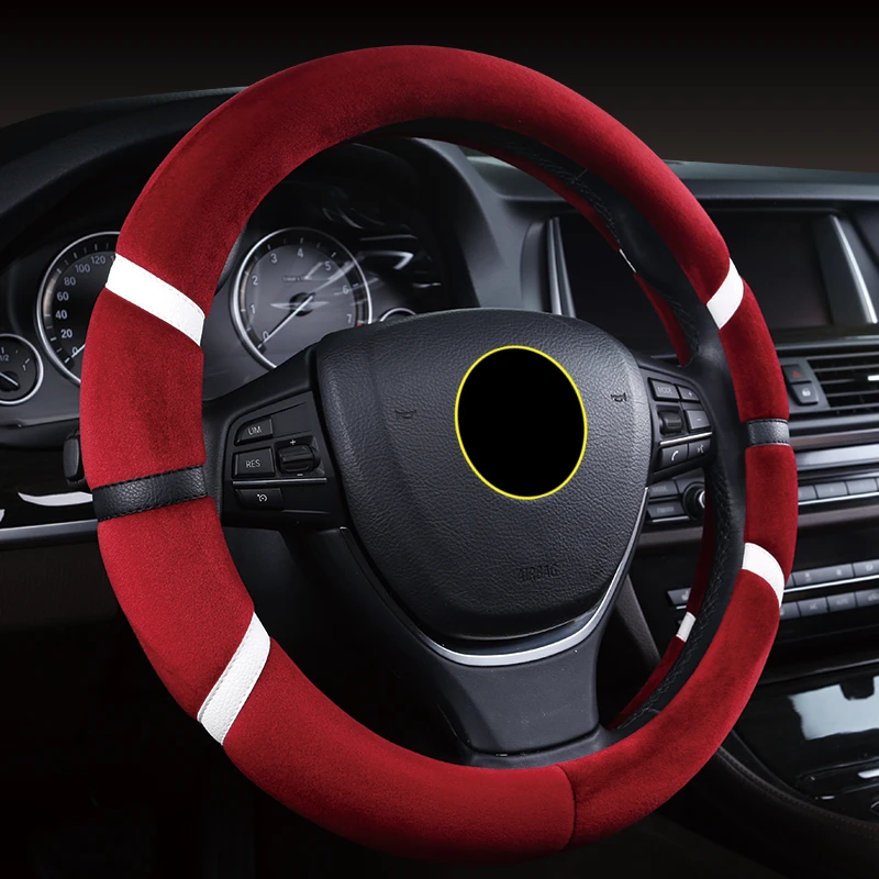 Короткая плюшевая автомобильная оплетка руля с подогревом меховая зимой 15