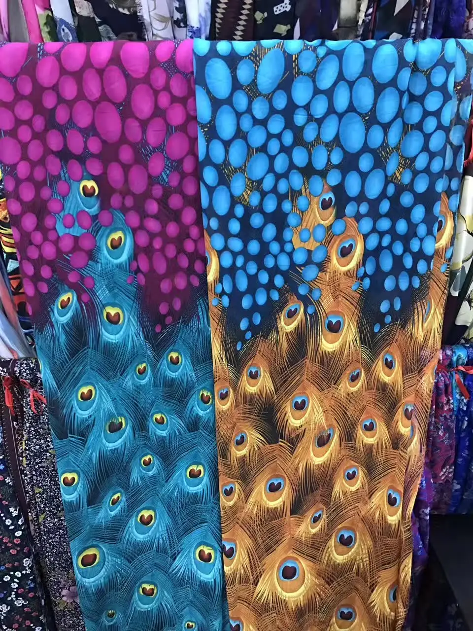 

Positioning digital printing peacock flowers printed chiffon fabrics clothing DIY handmade dresses, cloth