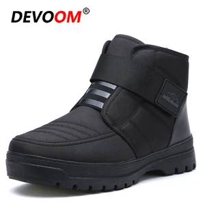 Мужские водонепроницаемые кроссовки, черные повседневные ботинки до щиколотки, теплая обувь для снега, лоферы, большой размер 45, для зимы, 2018