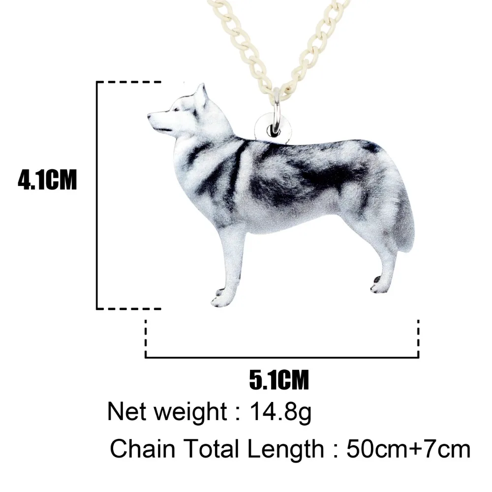 Ожерелье-подвеска Сибирский хаски из акрила с цепочкой WEVENI для женщин и девочек в подарок любителям домашних животных.