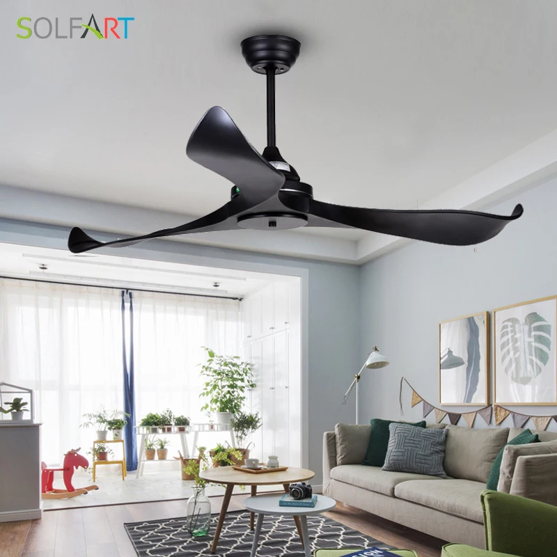 SOLFART потолочный вентилятор обеденный вентилятор с лезвием пластиковый современный комнатный вентилятор потолочный вентилятор с пультом дистанционного управления Безопасный и бесшумный черный листья slf9103