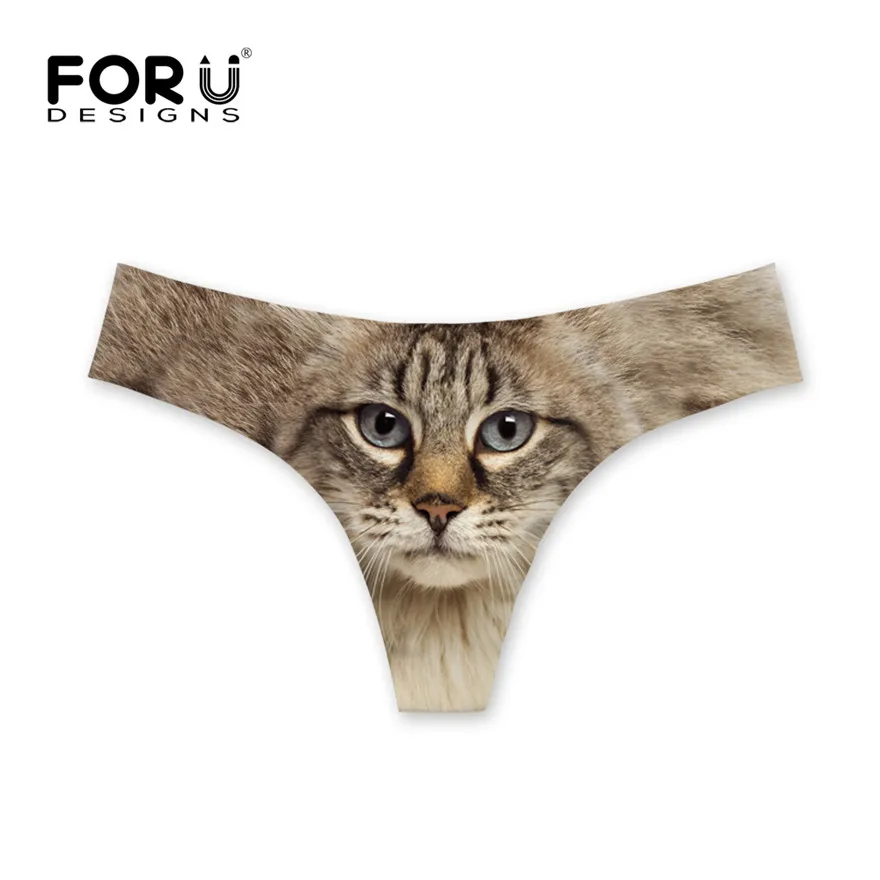 FORUDESIGNS/милое синее женское джинсовое нижнее белье с принтом кота, сексуальные ультра-тонкие трусики, женское нижнее белье с низкой талией - Цвет: C1301AY