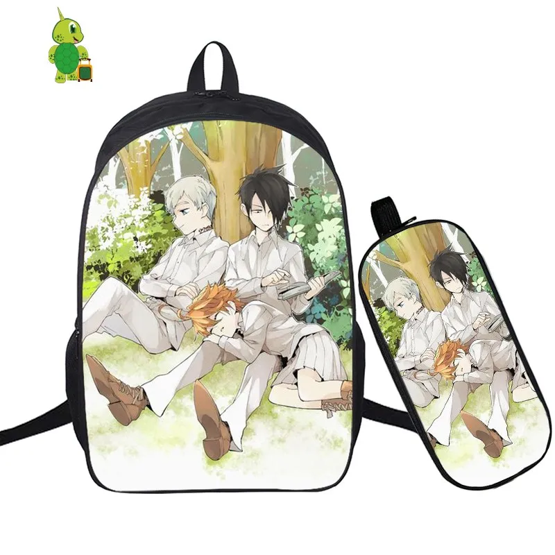 Mochila обещанного Neverland рюкзак 2 шт./компл. школьная сумка для девочек-подростков; для мальчиков и девочек с героями аниме Карандаш Чехол для ноутбука, дорожная сумка через плечо