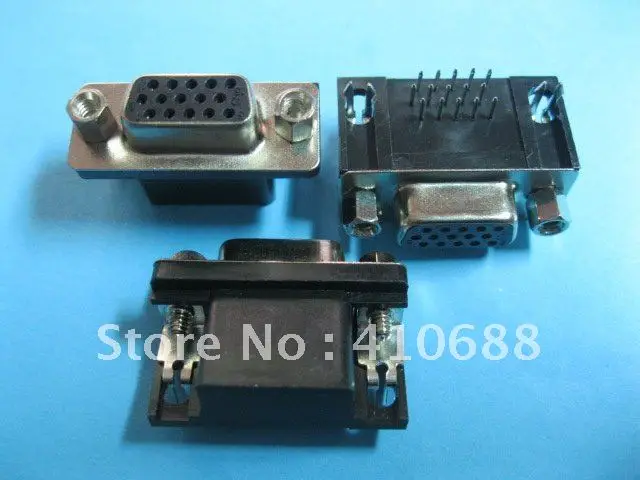 D Sub 15 pin женский PCB разъем под прямым углом 3 ряда 20 шт в партии Горячая распродажа