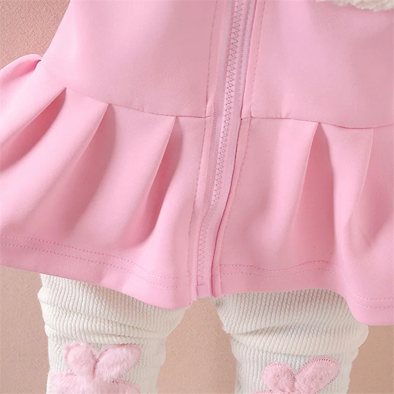 Спортивный комплект для девочек BibiCola одежды с капюшоном и мультяшным Кроликом на