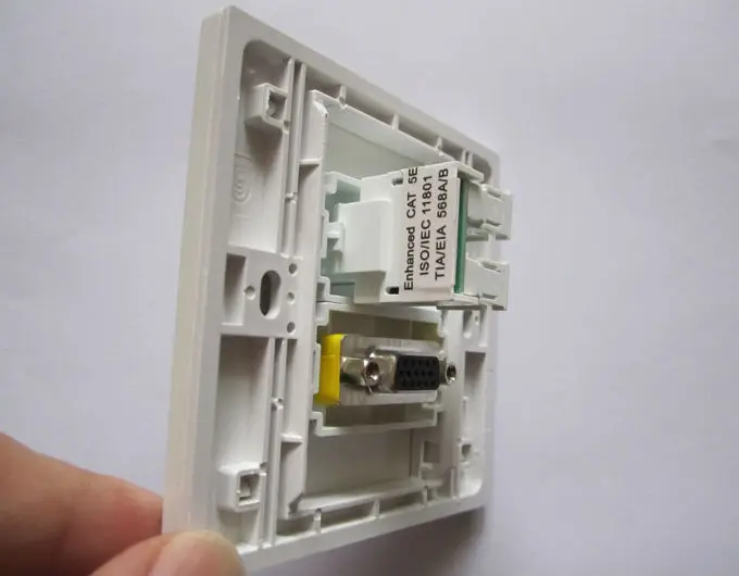 Прямая вилка VGA + RJ45 Сетевая розетка 86 мм белая панель дешевая цена костюм для
