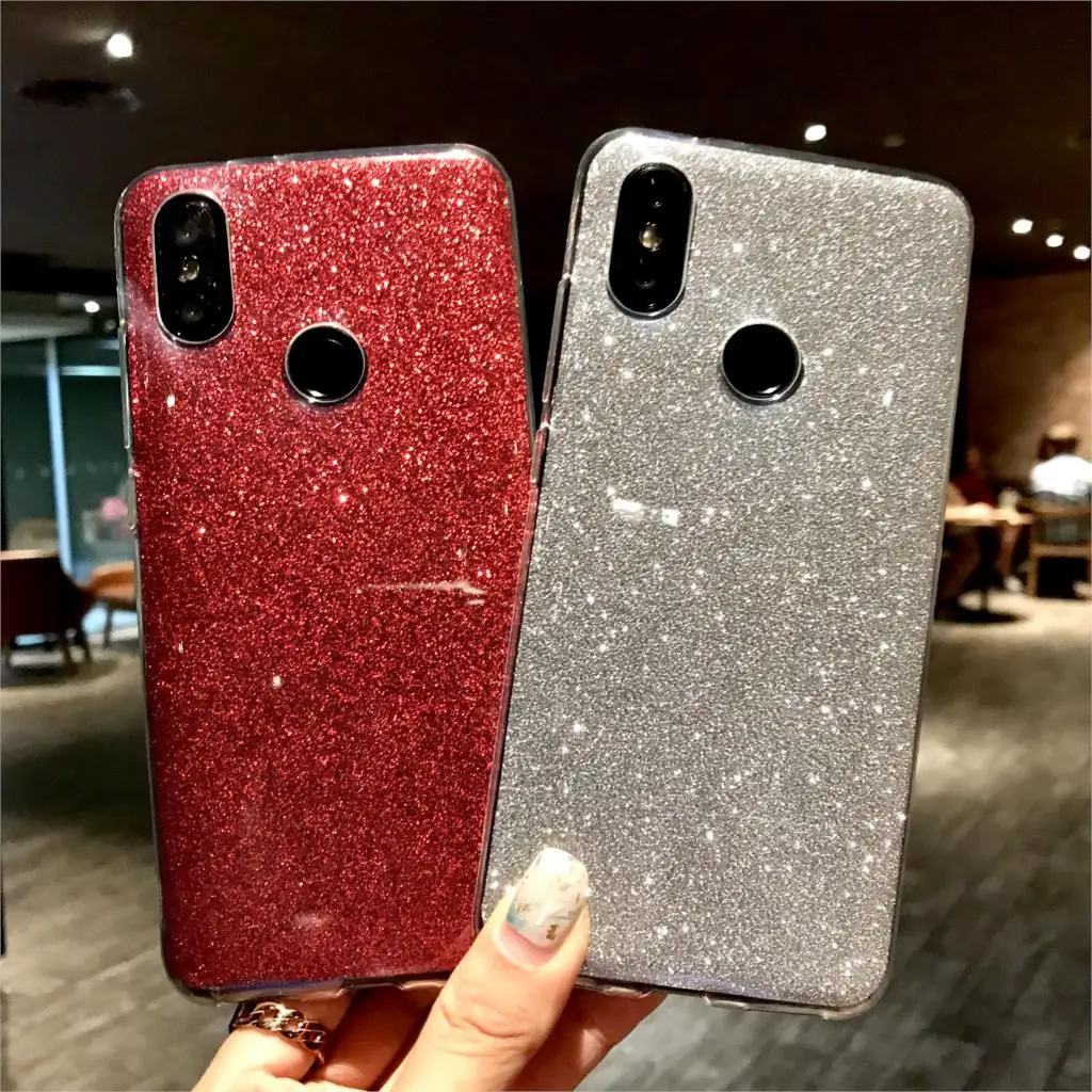 Glitter 2 in 1 TPU Silicone Case ON For XiaoMi RedMi 6 Pro 6A 5 5A 4A 3S Note 3 4 4X Plus iphone XS MAX XR X 6s 7 8 Cover |