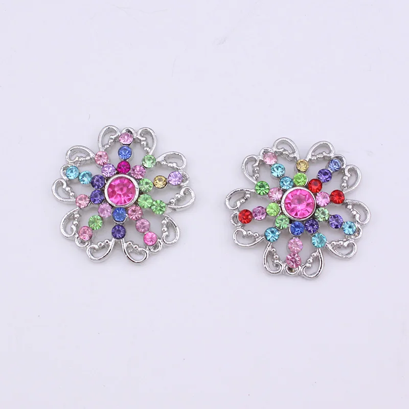 

New 100PCS Multicolor Rhinestone Crystal Button Flower Flat Back Scrap Booking for Phone Shoe Embellishments Wedding DIY Craft