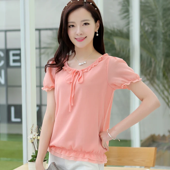 Женские блузки летние кружевные шифоновые топы и модные корейские женские