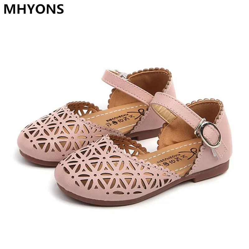 MHYONS/; Летние сандалии для девочек; детская обувь для маленьких девочек; мягкая детская пляжная обувь; цвет черный, белый, розовый