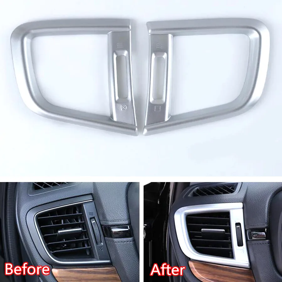

YAQUICKA 2Pcs/set Car InteriorFront Left and Right Air Outlet Vent Frame Trim Bezel Styling For Honda CRV CR-V 2017 2018 LHD
