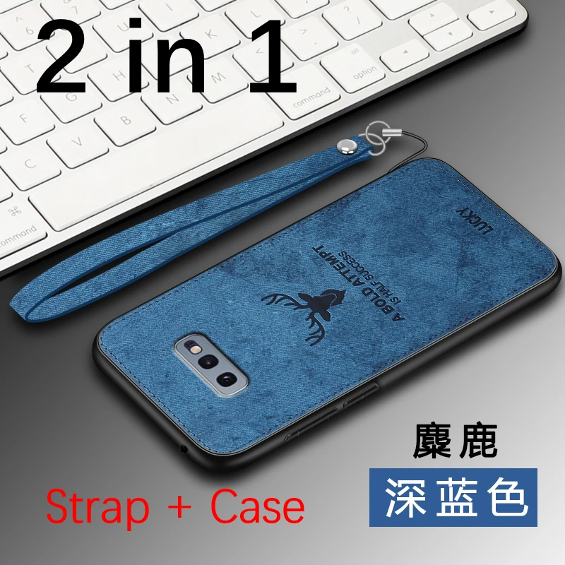 Deer-2in1-Blue Накладка Олень чехол s Прочный ТПУ чехол для samsung galaxy S10 lite S8 S9 Plus Note 8 9 ремешок магнитный автомобильный держатель удача Лось - Цвет: Deer-2in1-Blue
