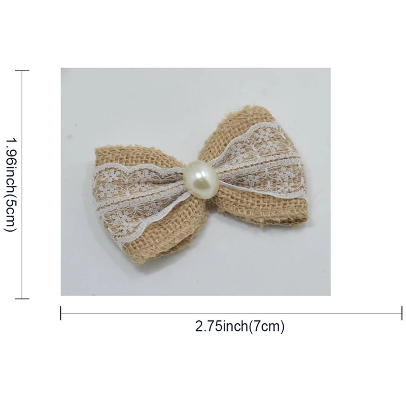 Свадебное украшение в деревенском стиле джутовые белые кружевные банты лента из