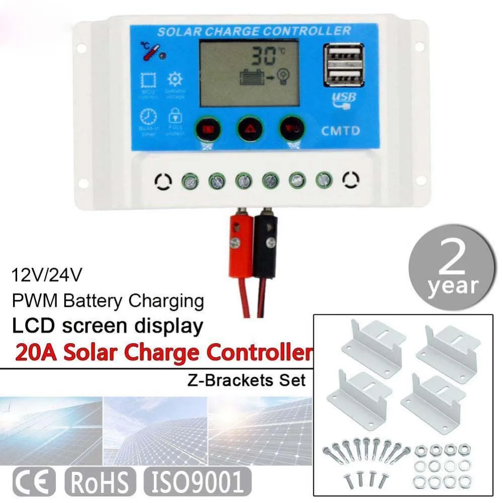 20A 12В/24В LCD ШИМ Контроллер заряда солнечной панели регулятор батареи безопасная