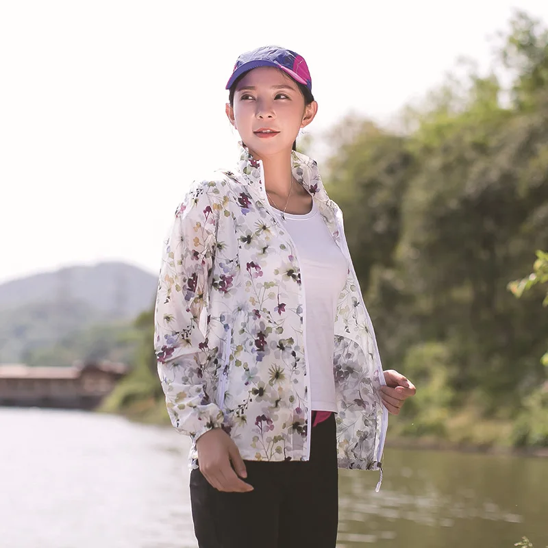 

Women Sun Protection Jacket Floral Printed Quick Dry Skin Windbreaker Ultra-thin Waterproof Breathable UV protection Shirts Y50