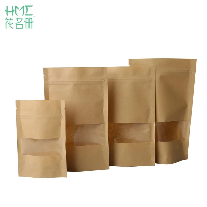 Buy High Quality 10Pcs/lot Brown Kraft Paper Gift Bags Wedding Candy Packaging Recyclable Food Bread Convenient Party Zip Lock on