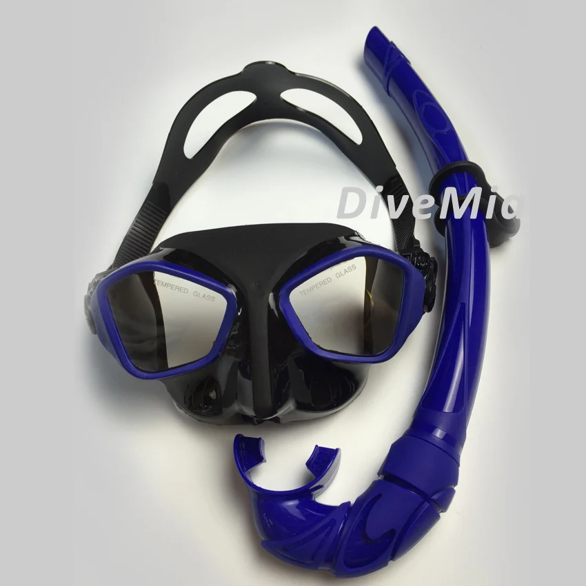 Подводная маска для дайвинга черная подводного плавания с закаленным стеклом
