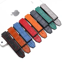 leather strap mens watch accessories 19mmx25mm rubber strap women suitable for hublot series outdoor sports waterproof bracelet