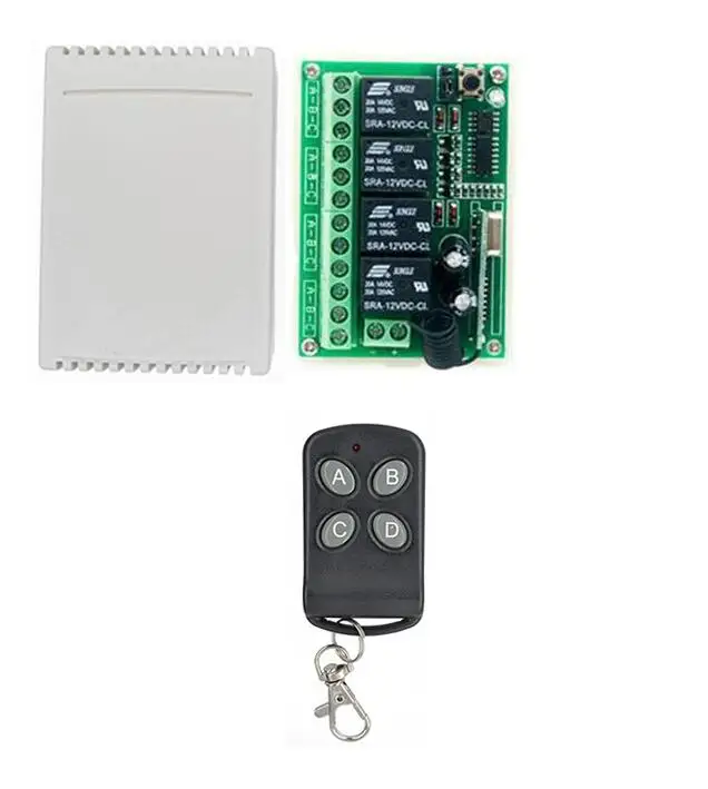 Домашний DC12V 12 V 4CH 4 канала Беспроводной дистанционного Управление реле трансивер приемник спутникового приемника 433 МГц Управление двери гаража - Цвет: add 1pcs remote