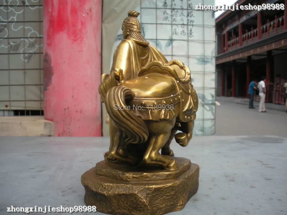 Китайская статуя героя и лошади из чистой латуни известного генерала Юэ Фэй | Дом