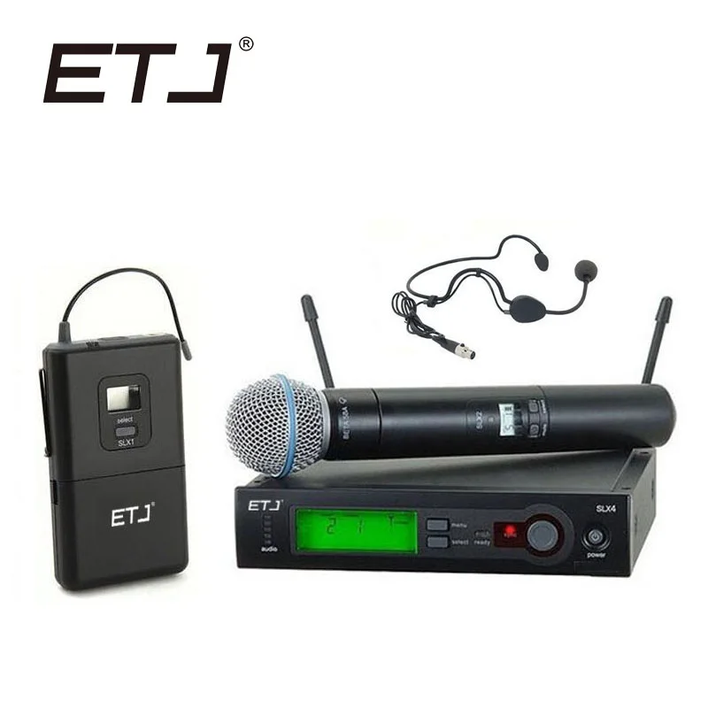 Бренд etj SLX24/BETA58 58A профессиональный УВЧ Беспроводной двойной микрофон Системы ручной черный микрофон гарнитуры