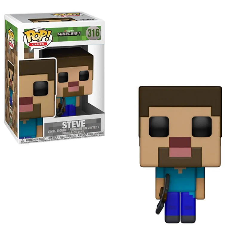 with box FUNKO POP Minecraft-Creper, STEVE, STEVE IN чехол с бриллиантами ПВХ фигурка Коллекция Модель игрушки для детей Рождественский подарок - Цвет: with box