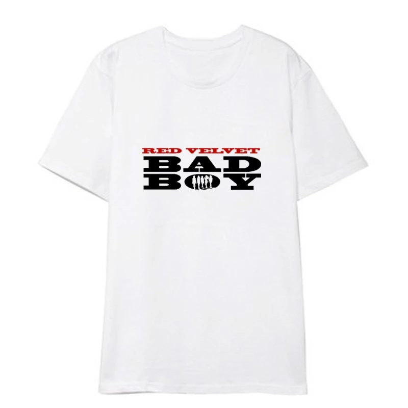 ALIPOP Kpop/красные бархатные рубашки с надписью Bad Boy Повседневная Свободная футболка