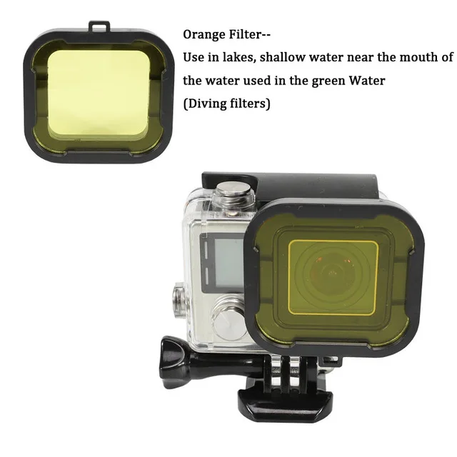 Водонепроницаемый чехол для объектива, защитные фильтры для GoPro Hero 4 3+ красный/серый/желтый/фиолетовый фильтр для дайвинга, набор аксессуаров для экшн-камеры