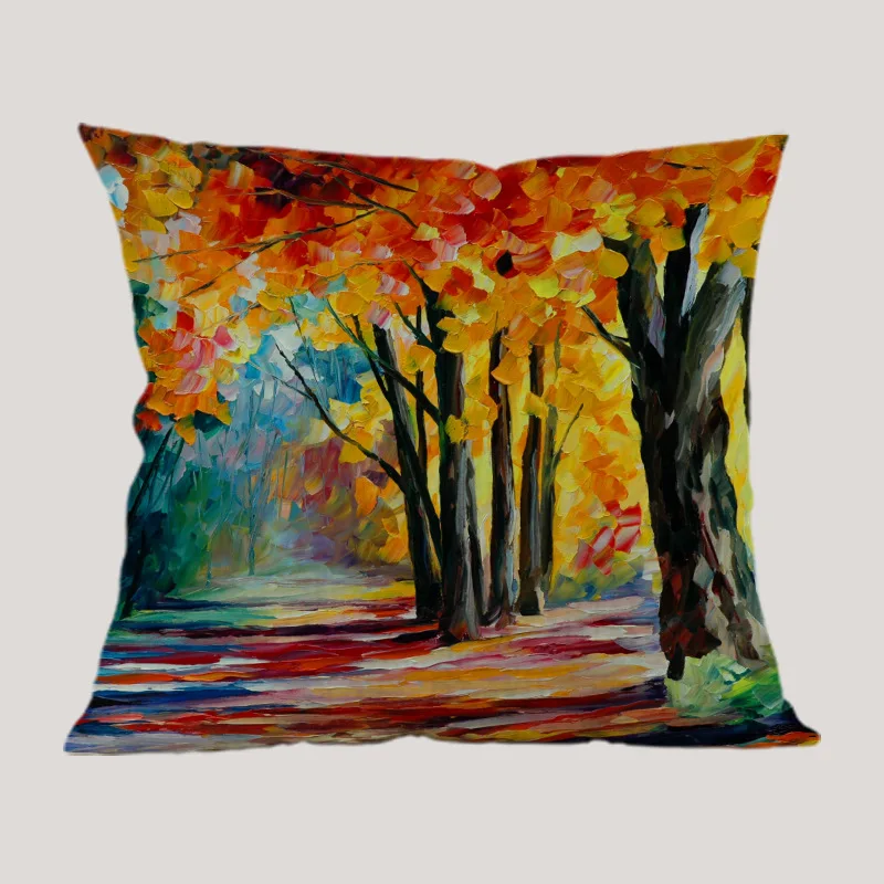 Скандинавская Картина маслом золотые осенние подушки Forrest чехол для украшения